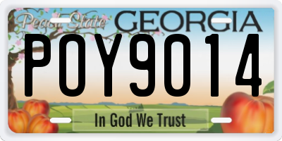GA license plate POY9014
