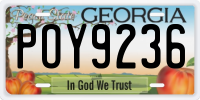 GA license plate POY9236