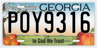 GA license plate POY9316
