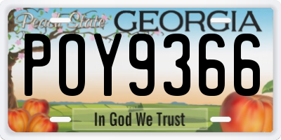 GA license plate POY9366