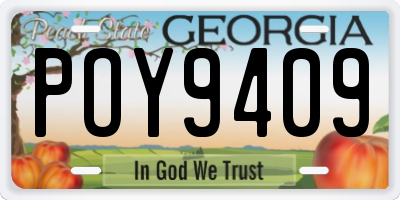 GA license plate POY9409