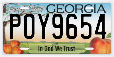 GA license plate POY9654