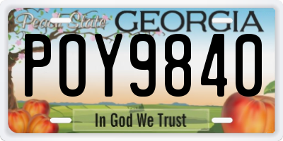 GA license plate POY9840