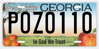 GA license plate POZ0110