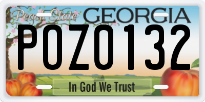 GA license plate POZ0132