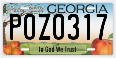 GA license plate POZ0317