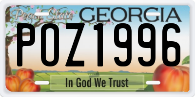 GA license plate POZ1996