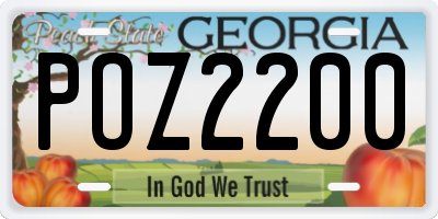 GA license plate POZ2200