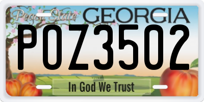 GA license plate POZ3502