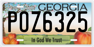 GA license plate POZ6325
