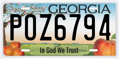 GA license plate POZ6794