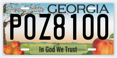 GA license plate POZ8100