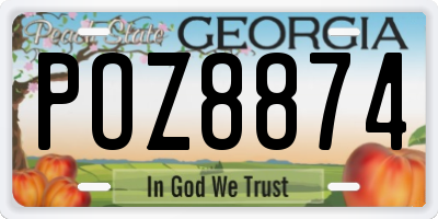 GA license plate POZ8874
