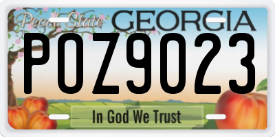 GA license plate POZ9023