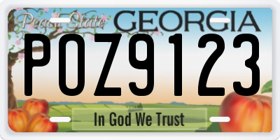 GA license plate POZ9123