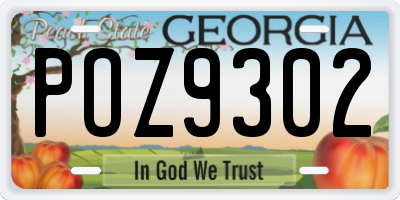 GA license plate POZ9302