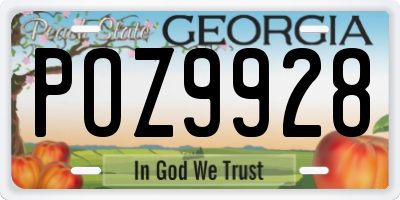 GA license plate POZ9928
