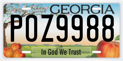 GA license plate POZ9988