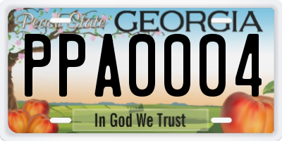 GA license plate PPA0004