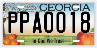GA license plate PPA0018