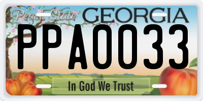 GA license plate PPA0033