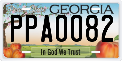 GA license plate PPA0082