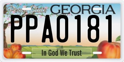 GA license plate PPA0181