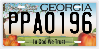 GA license plate PPA0196