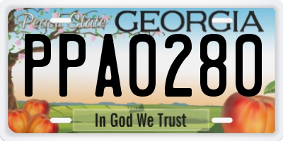 GA license plate PPA0280
