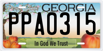 GA license plate PPA0315