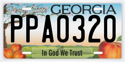 GA license plate PPA0320