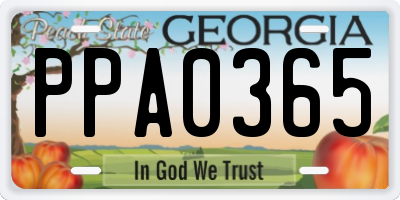 GA license plate PPA0365