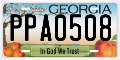 GA license plate PPA0508