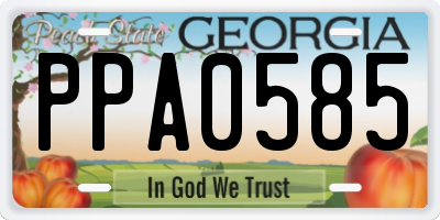 GA license plate PPA0585