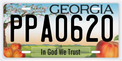 GA license plate PPA0620