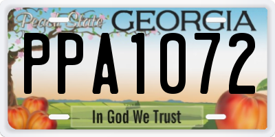 GA license plate PPA1072