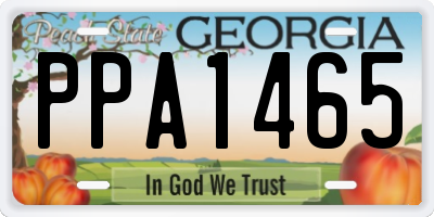 GA license plate PPA1465