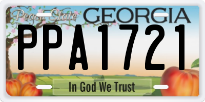 GA license plate PPA1721