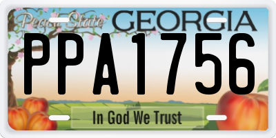 GA license plate PPA1756
