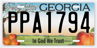 GA license plate PPA1794