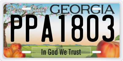 GA license plate PPA1803