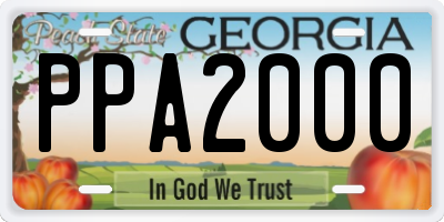GA license plate PPA2000