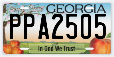 GA license plate PPA2505