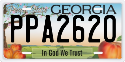 GA license plate PPA2620