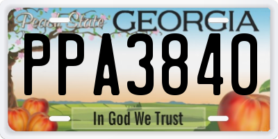 GA license plate PPA3840