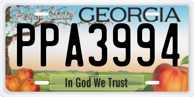 GA license plate PPA3994