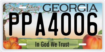 GA license plate PPA4006