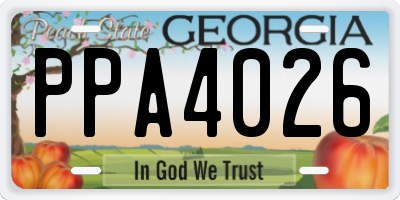 GA license plate PPA4026