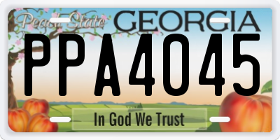 GA license plate PPA4045