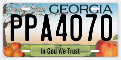 GA license plate PPA4070